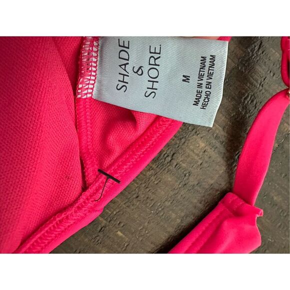 Shade & Shore Pink Ruffle Tankini Top and Black High Waisted Bottom Medium - Picture 5 of 6